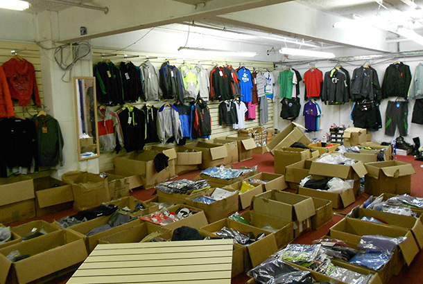 Shop full of counterfeit goods, raided by Trading Standards.