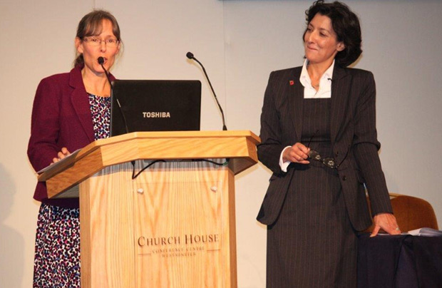 Andrea Brewster, vice president of The Chartered Institute of Patent Attorneys, with Rosa Wilkinson, Director of Innovation at the IPO.