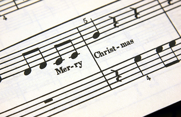 Music sheet showing Merry Christmas wording