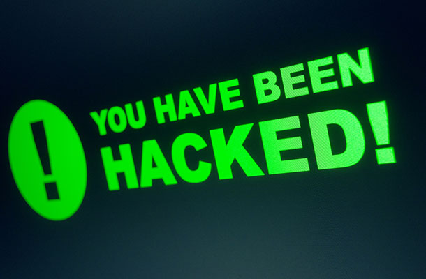 Visual with "you've been hacked!' text.