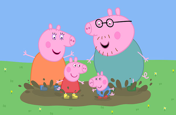 Image of Peppa Pig, Daddy Pig and Mummy Pig.