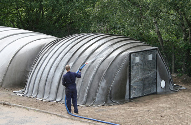 Image of the concrete canvas shelter.