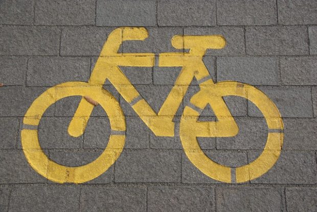 bike painted on the ground.