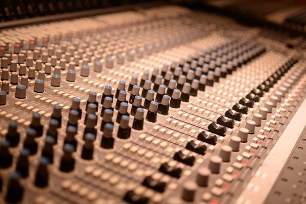 A mixer in the studio.