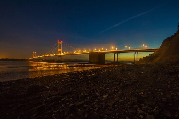 Severn bridge at night