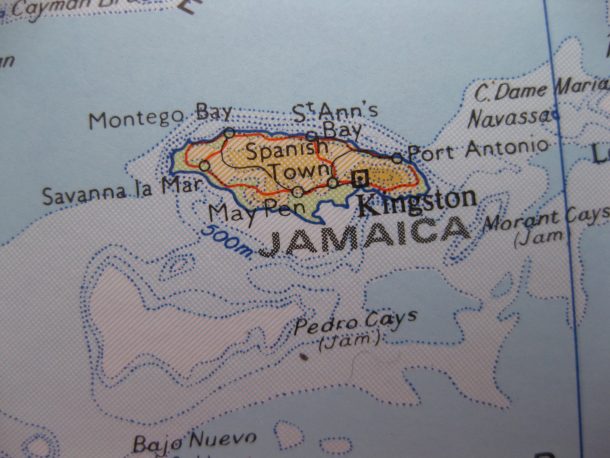 Map of Jamaica showing Kingston