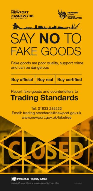 Flier for fake free newport which says say no to fake goods