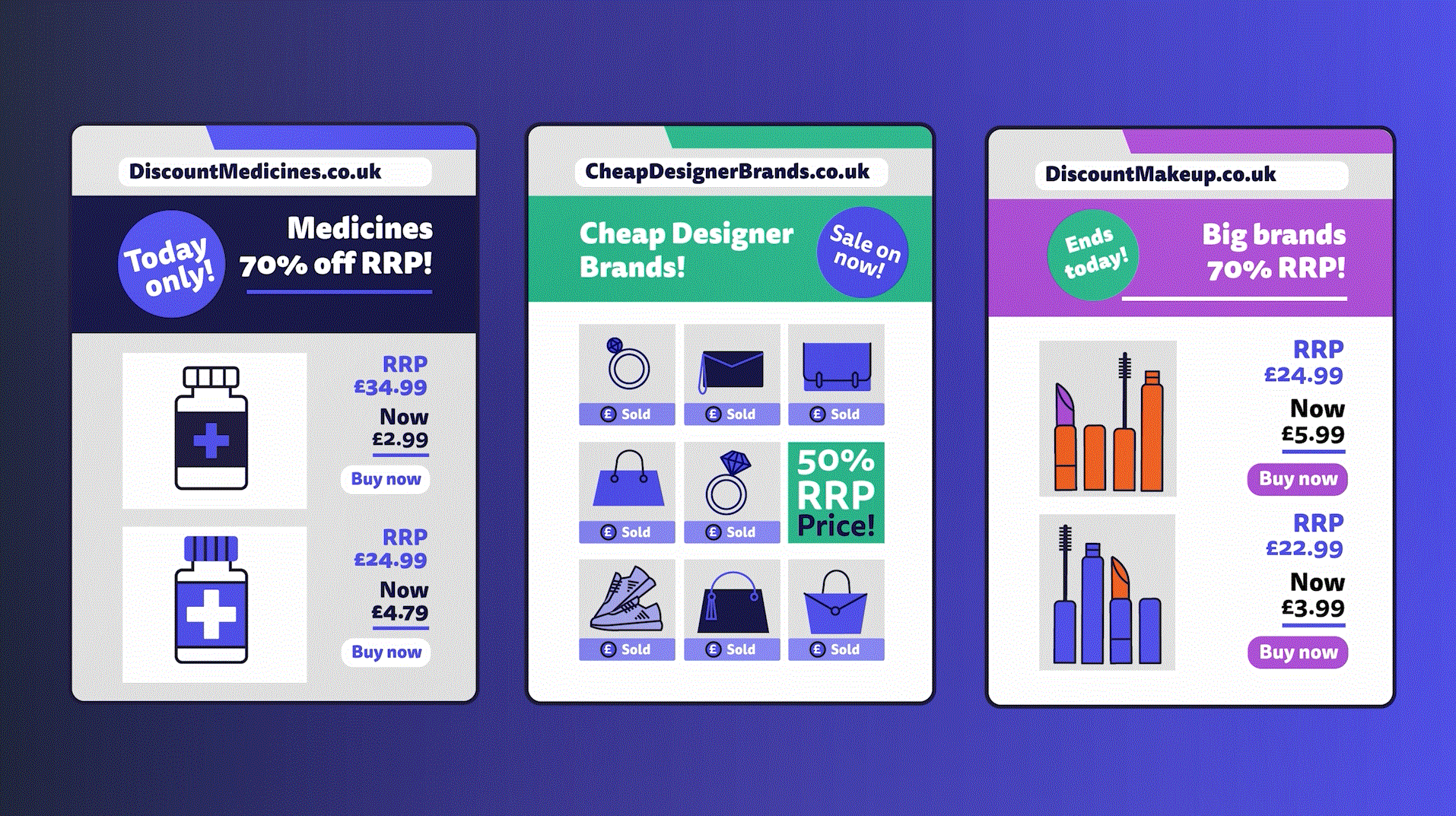 Infographic displaying discount products.