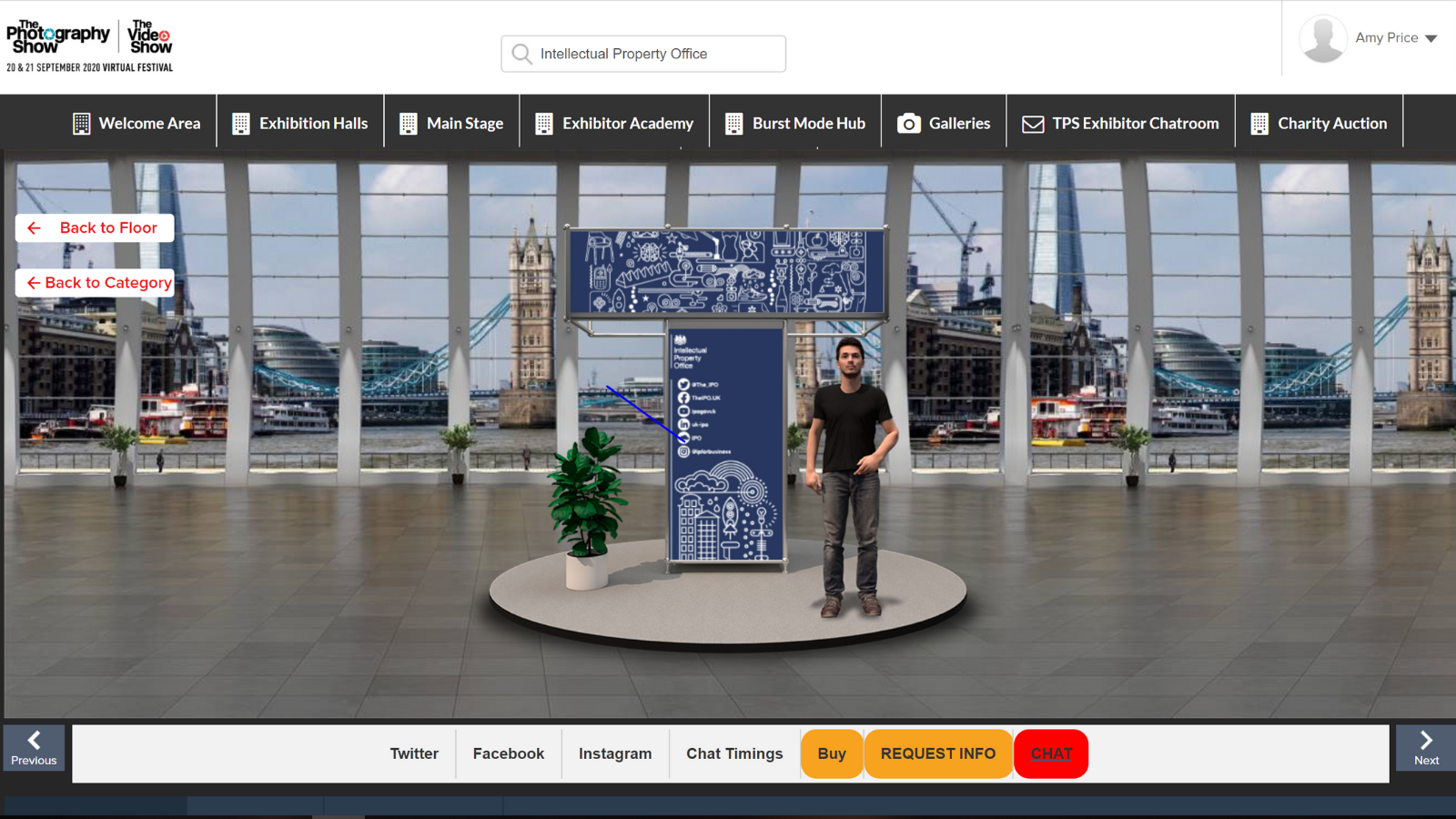 A screenshot of the IPO's virtual stand at the online Photography Show.