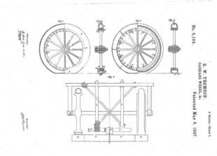 Figure from Robert William Thomson's UK patent (patent no.10990) for the first pneumatic tyre, granted in 1845.