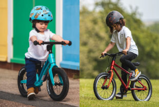 Two children riding bikes made by Hornit