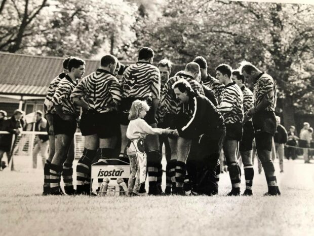 Rugby players on pitch 