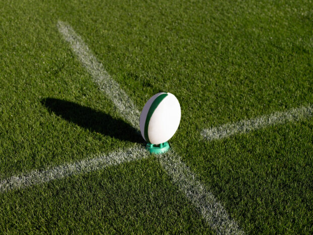 rugby ball on grass