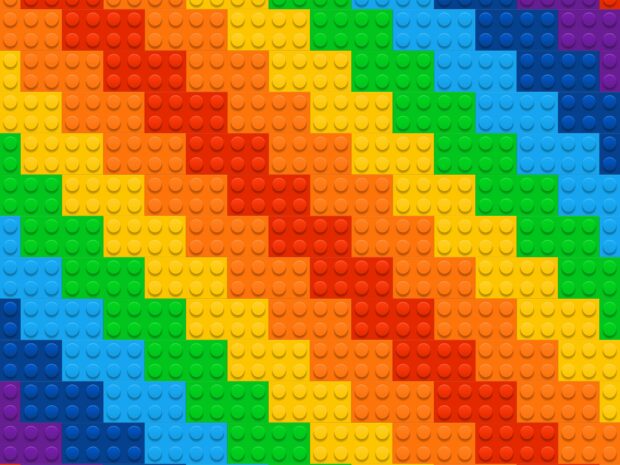 Cartoon rainbow lego bricks