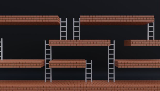 An old arcade video game scene background 3D rendering illustration
