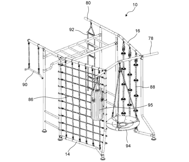 Patent drawings for (GB2601633) a Playground apparatus.
