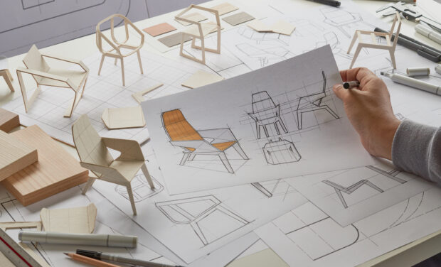 An image of sketches of chair designer