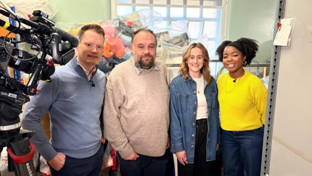 LTR: Rhys Hurley (IPO Head of Intelligence Partnerships),  David Jenkins (IPO Senior Media Relations Manager), Kelsey Jones (IPO Senior Campaigns & Engagement Manager) and Emma-Louise Amanshia (BBC Newsround presenter).
