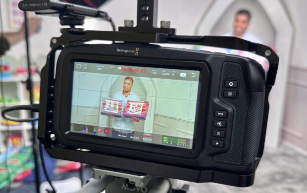 A camera filming product designer Kamal Ali, founder of My Salah Mat talking about his business and its IP journey.