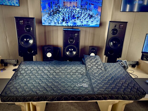 Professional audio mixing console protected by  ARB Covers designs bespoke quilted covers.