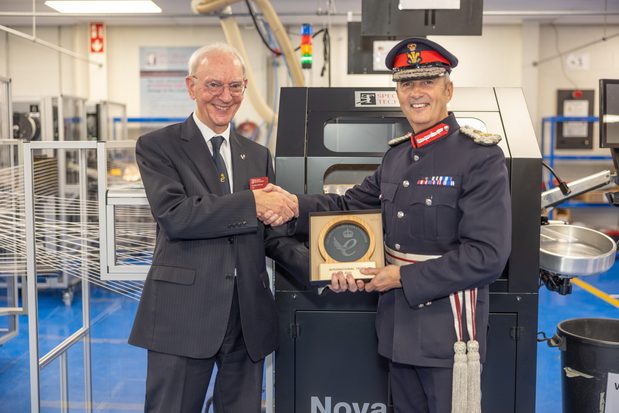 Spectrum Technologies' Dr Peter Dickinson, Chairman & CTO, receives the King’s Award for Enterprise in International Trade 2025 from Lord Lieutenant Peter Vaughan, QPM, CStJ, His Majesty The King’s representative of Mid Glamorgan. 
